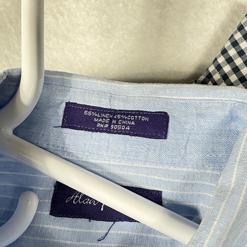 Brooks Brothers J Crew Alan Flusser Mens Size M Button Down Shirts Gingham Linen - Picture 6 of 16